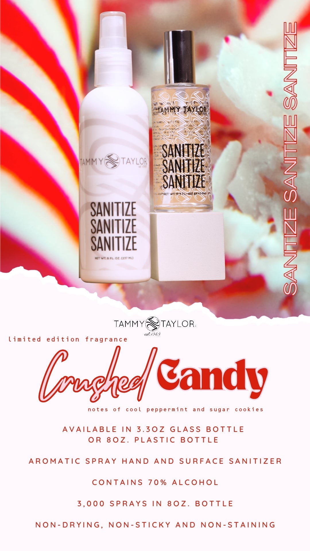 Tammy Taylor TTN Crushed Candy Glass Spray Sanitize GSSCRC