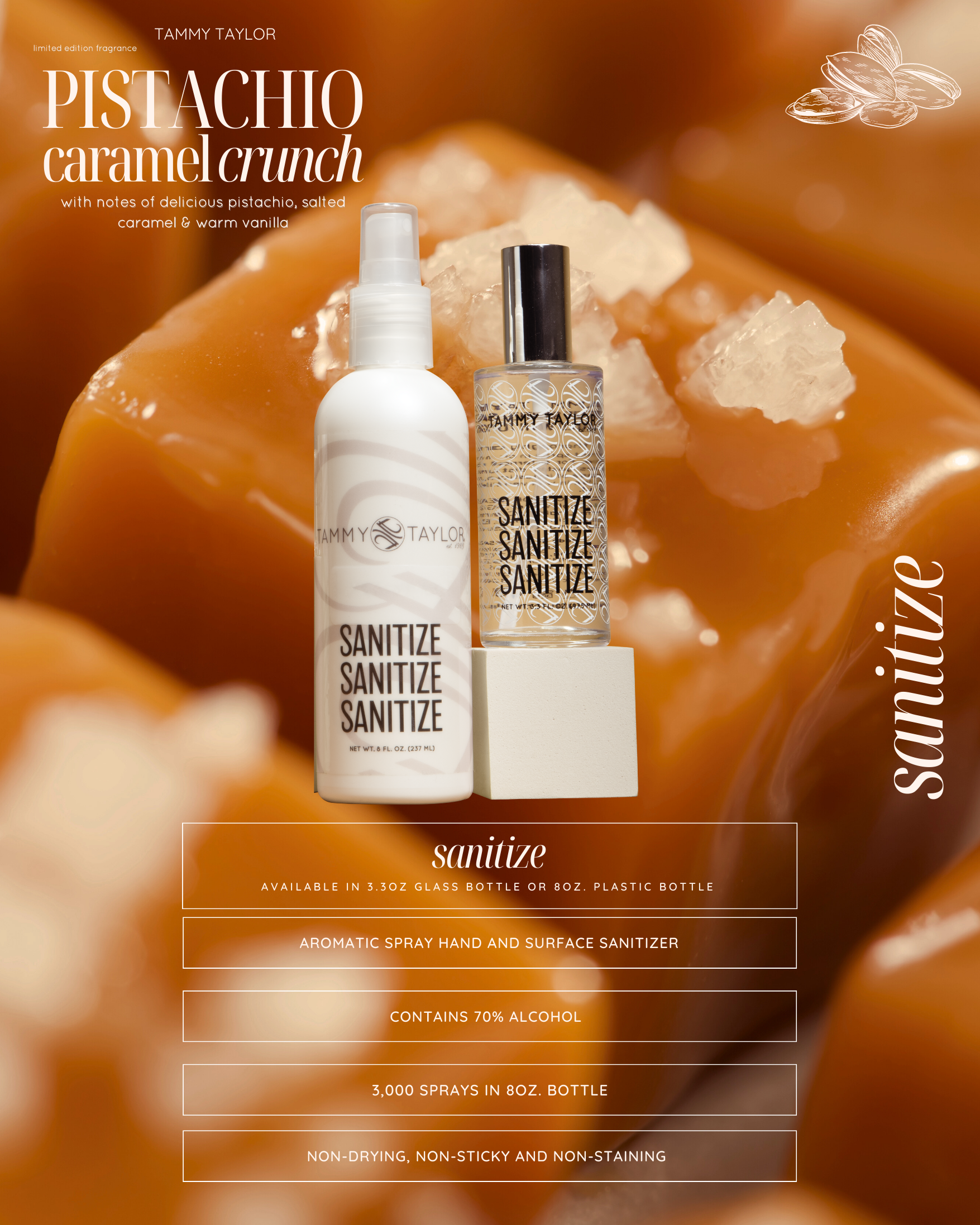 Tammy Taylor TTN Pistachio Caramel Crunch Glass Spray Sanitize GSSPCC